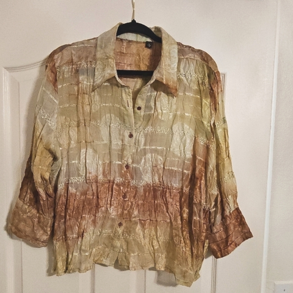 Vintage Multicolor Crinkle Crop Top